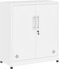 YITAHOME Sideboard, Natur, 2-türige Aufbewahrungsschränke, Metall-Aktenschränke mit Schlüssel, Aufbewahrungsschrank mit 2 verstellbaren Regalen