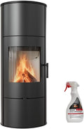 kratki Kaminofen, 150 mm, 7 kW, Schwarz, aus Stahl Rollo bereit Satz Ø 150 mit Raumluftunabhängig, Blass Verkleidung