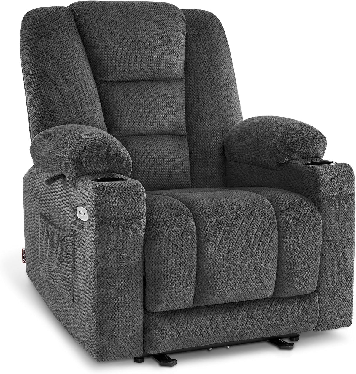 M MCombo Relaxsessel, Dunkelgrau, Fernsehsessel elektrisch verstellbar, mit Liegefunktion, TV Sessel mit Massage & Wärmefunktion