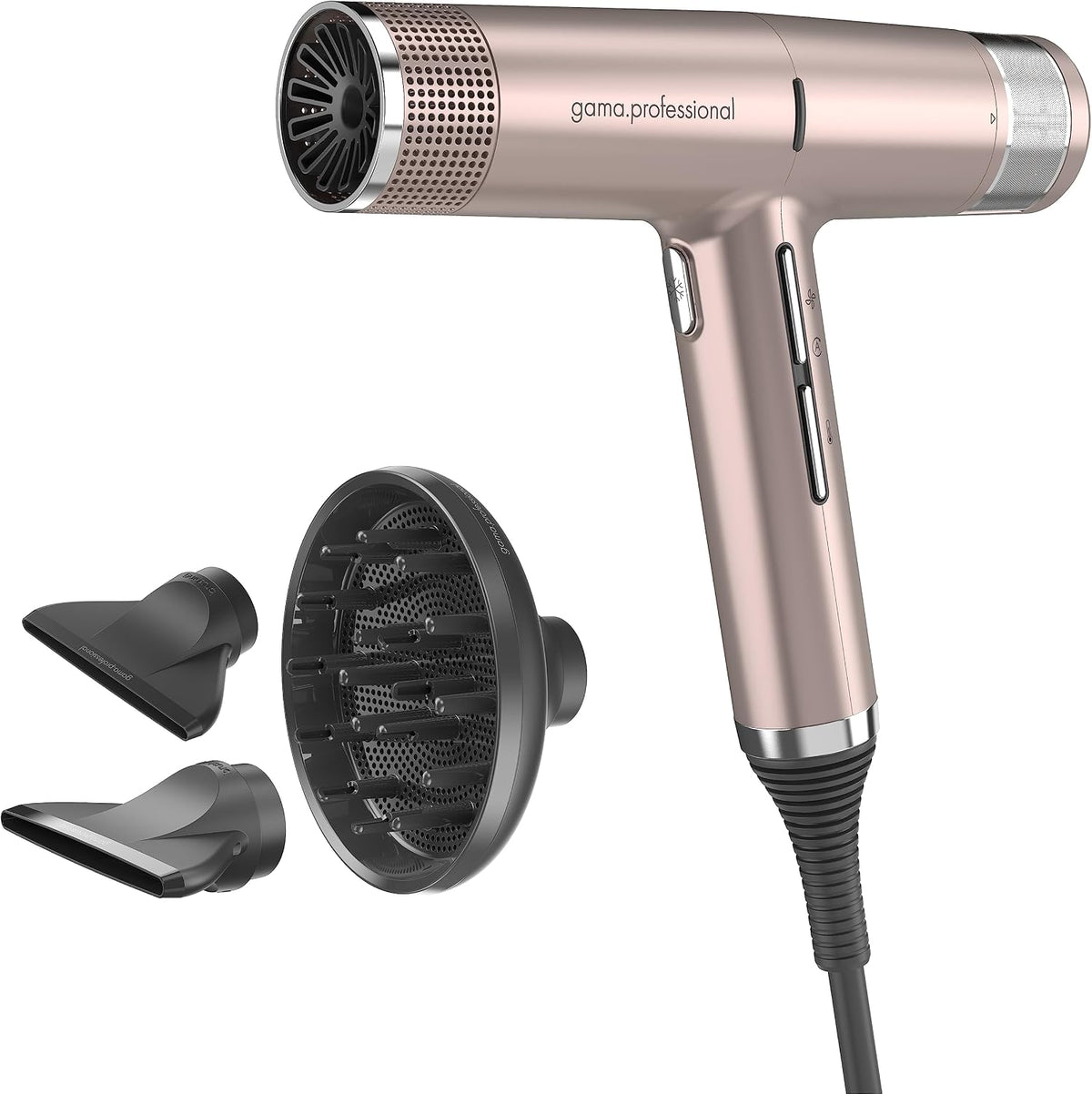 GA.MA ITALY PROFESSIONAL Haartrockner, 1600 W, Gold/Rosa, iQ1 Perfect, Ultraleichter mit bürstenlosem Motor mit 110.000 U/m