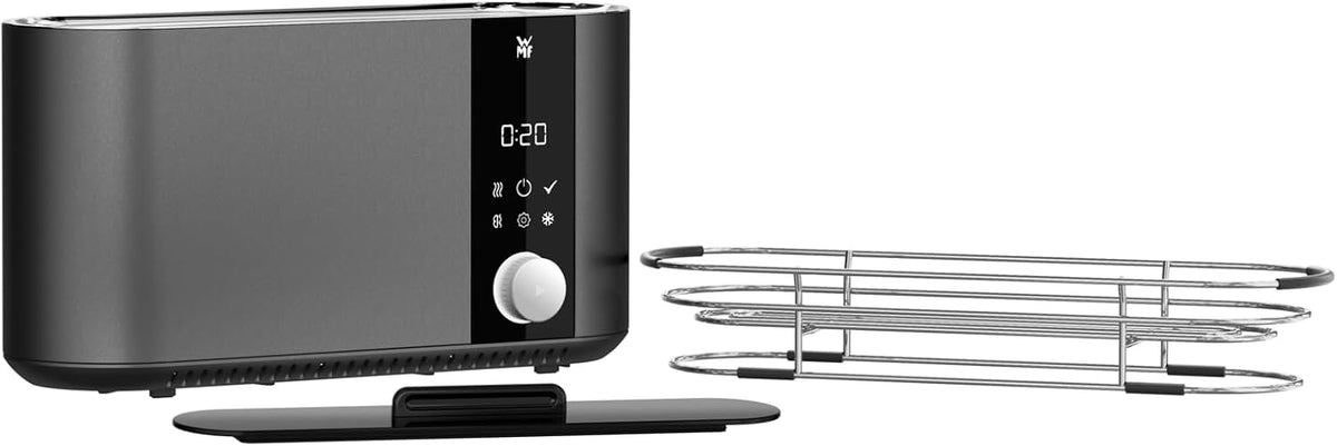 WMF Toaster, Schwarz, Set 2-teilig Master Langschlitz motorisiert, 2 Scheiben, XXL-Toast, automatische Brotzentrierung und Master Brötchenaufsatz