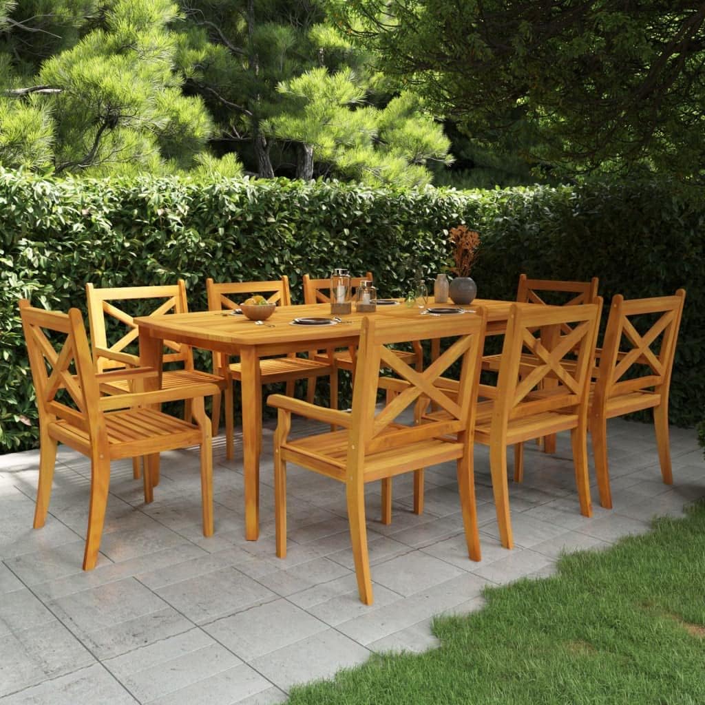 MNISDFL Essgruppe, Akazien-Massivholz, mit Öl behandelt, Schwarz, Terrassenmöbel Gartensofa Möbelsets Gartenlounge Set