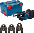Bosch Professional Einpresswerkzeuge, 18 V, Blau/Schwarz, System Akku Presswerkzeug GPT -19 (19 kN Kraft, um 360° drehbarer Kopf