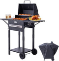 HOMAVO Holzkohlegrill, Mehrfarbig, mit Deckel und Abdeckhaube, 2-in-1 Stand- & Tischgrill, Kompakter Balkon Grillwagen