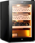 Weinkühlschrank, Zedernholz und Metall, Schwarz, Elektrischer Zigarrenhumidor mit Feuchtigkeits