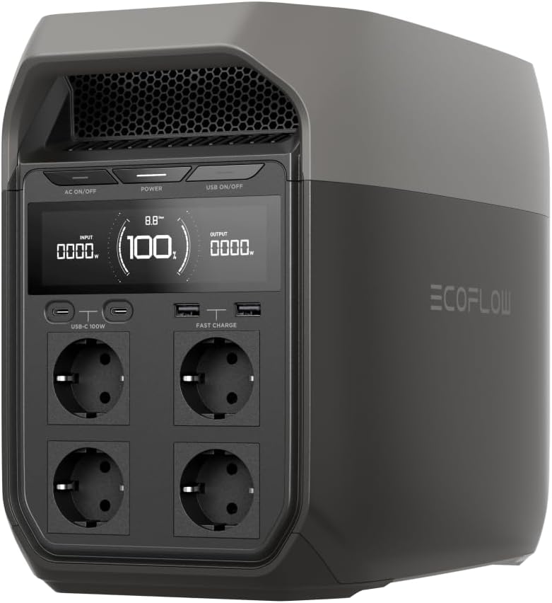 EF ECOFLOW Powerstation, 024 Wh, Schwarz/Grau, Solargenerator, DELTA 3 Tragbare, 1 Solargenerator, LiFePO4-Batterie