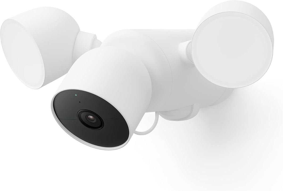 Google Kamera, Mehrfarbig, Nest Cam mit Flutlicht, Außen mit Kabel, Intelligente Sicherheits GPLE9, Snow, 1 Stück (1er Pack)