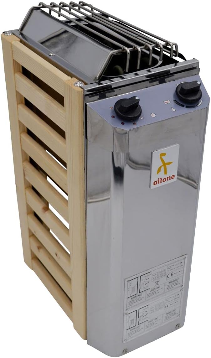 altone Saunen, 3,6 kW, 230 V, Silber/Holz, Saunaofen mit integrierter Steuerung