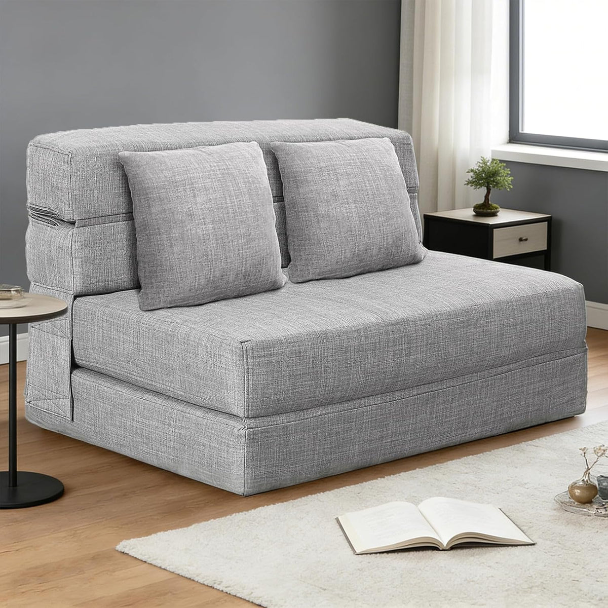 Sofa ANONER, Hellgrau, Queen Size Memory Foam Washable Cover