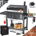KESSER Holzkohlegrill, Schwarz/Silber, XXL Grillwagen Set mit Deckel & Thermometer, großer BBQ Kohlegrill Wagen