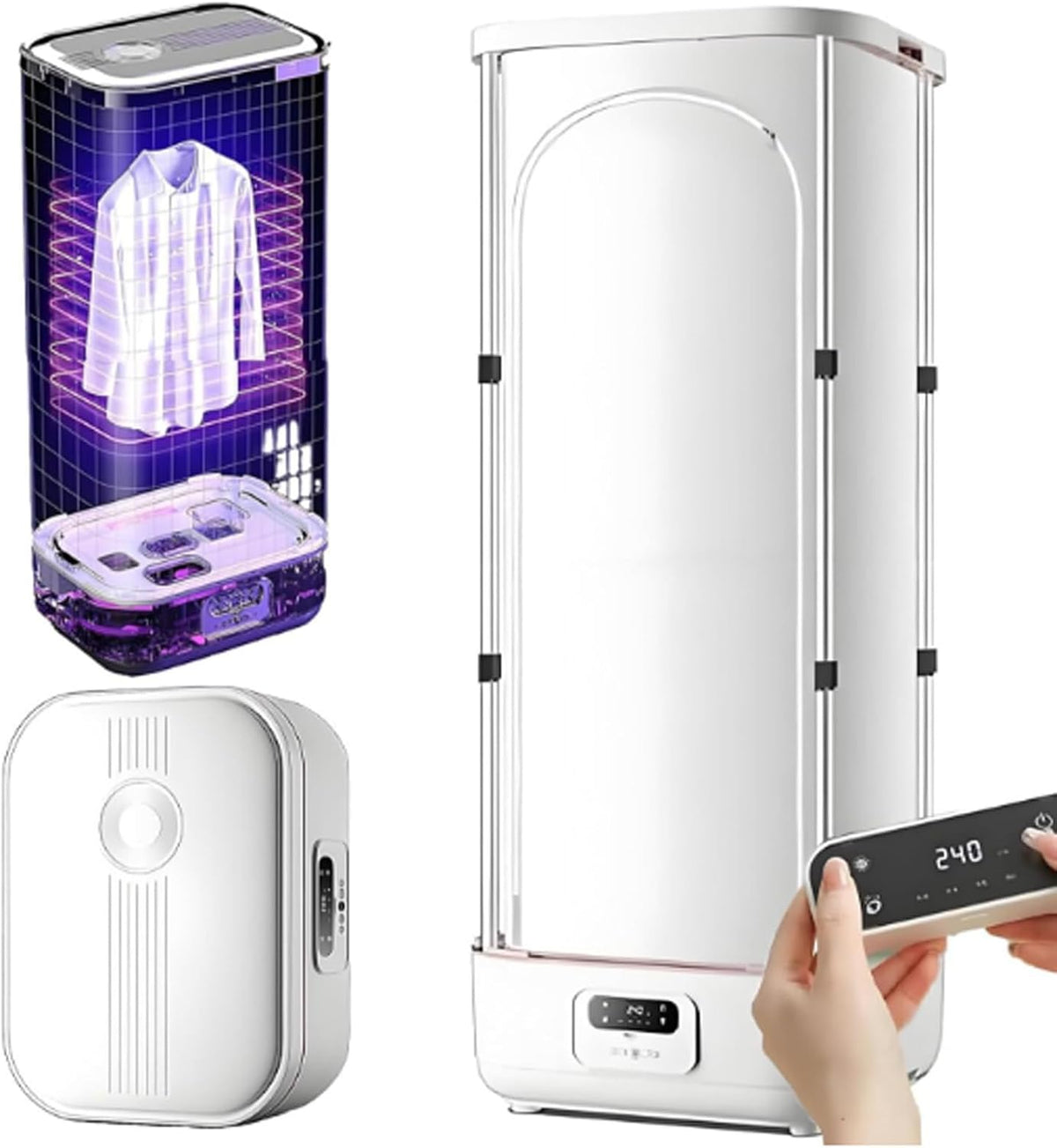 Wäschetrockner, 900 W, Weiß, Tragbare Dampftrocknungs-Smart-Maschine Automatische, Mit Fernbedienung, Haus Sanfte Trocknung