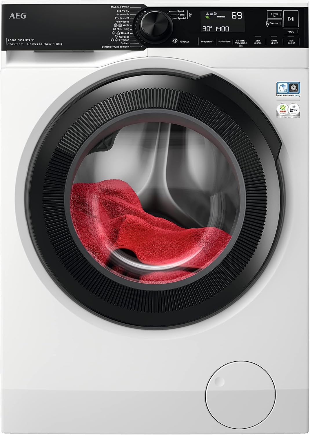 AEG Wäschetrockner, 10.0 kg, Weiß/Schwarz, LR7E75400 / WiFi / UniversalDose Schublade / ProSteam