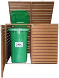 Tourtecs Mülltonnenbox, 240 Liter, Braun/Grün, 2er Holz MB3 Mülltonengarage