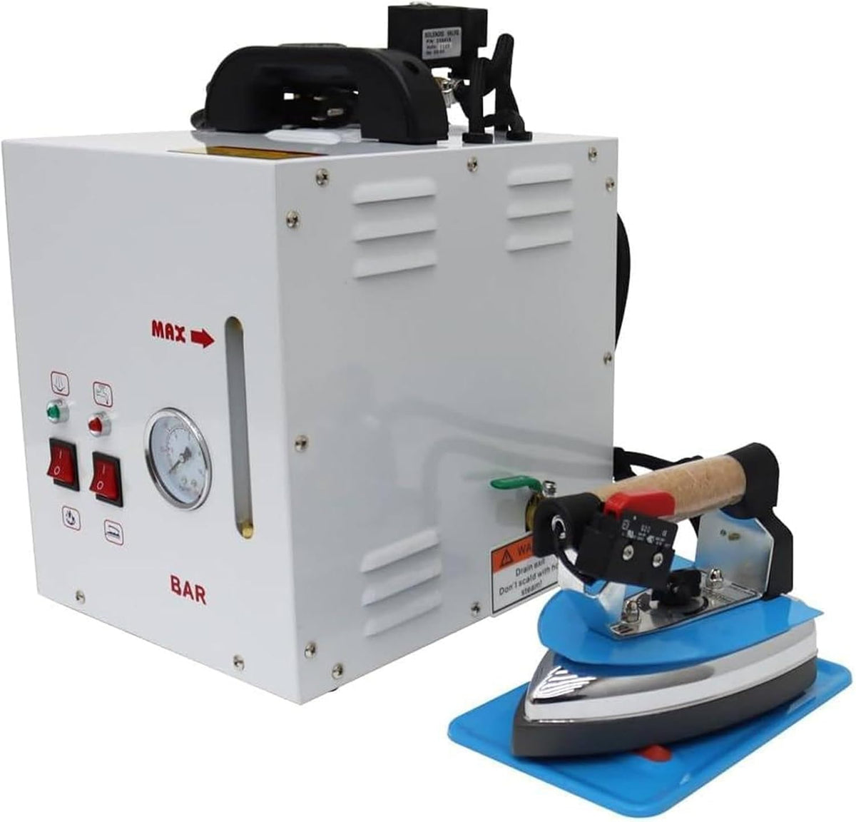 ZenSeFarin Dampfglätter, 1600w, Schwarz, Gewerbliches Dampfbügeleisen, Industrielle Elektrische Dampfbügelstation Mit Manometer