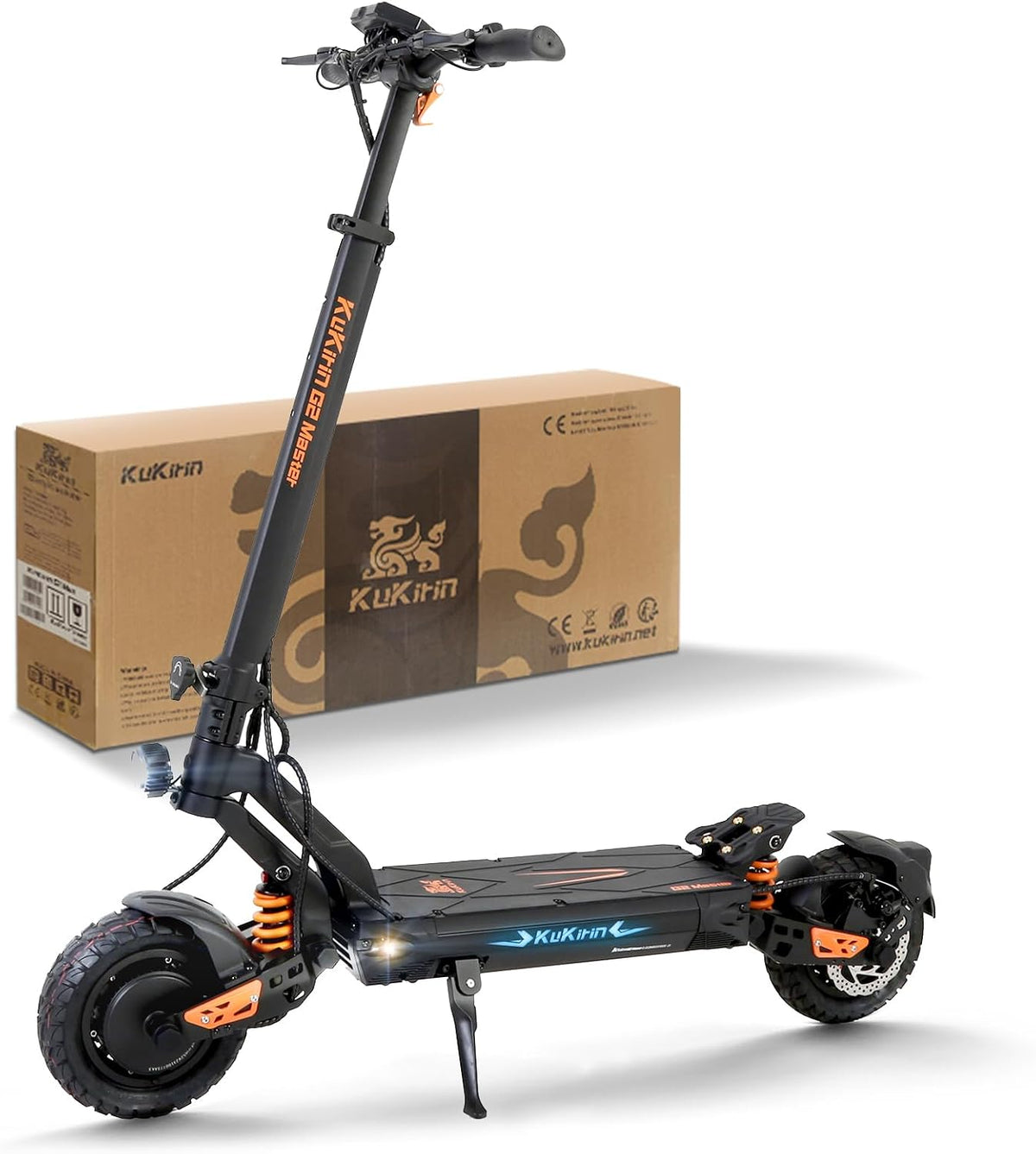 Kukirin E-Scooter, 120 KG, Schwarz/Orange, Elektro Elektroroller Erwachsene Elektroscooter, E Roller Offroad, Elektro Scooter Roller