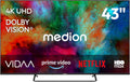 MEDION Fernseher, 43 Zoll, 108 cm, Schwarz, Smart TV, (Smart-TV, Dolby Vision HDR, HBO Max, MagentaTV, Prime Video