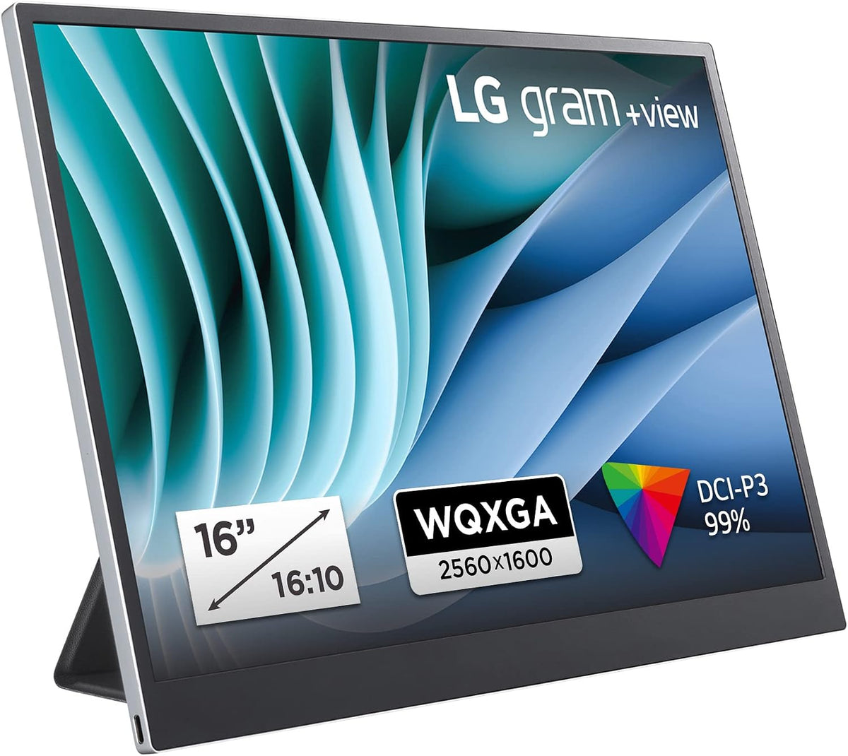 LG Monitor, 16 Zoll, 45 W, Schwarz, gram +View 16MR70, +View gram Portable, mit USB Typ-C, Power Delivery
