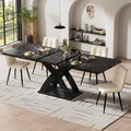 Gxffipw Esstisch, 160x80x75 cm, Schwarz, Ausziehbar mit X-Förmige Tischbeine für 4-6 Personen, Esszimmertische Küchentisch mit Unverwechselbare Muster