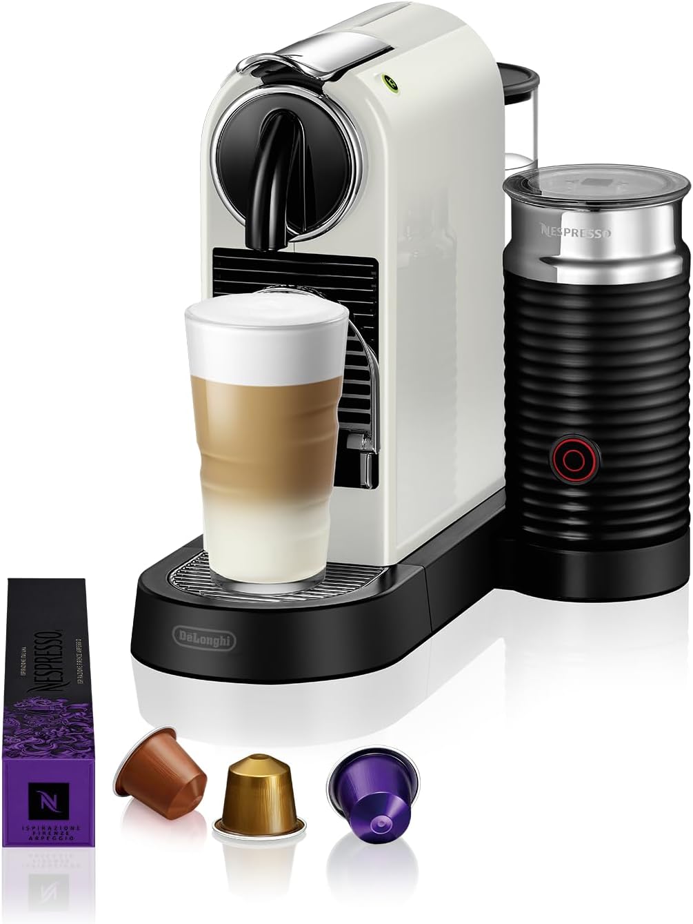 Nespresso Kaffeemaschine, Schwarz, DE'LONGHI CitiZ & Milk Weiß Original Kapselmaschine
