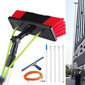 Glasreinigungsbürste Teleskopstäbe, 12 m, Transparent, Teleskopstange mit Haushaltswasseranschluss, Solarpanel-Rotationsbürste