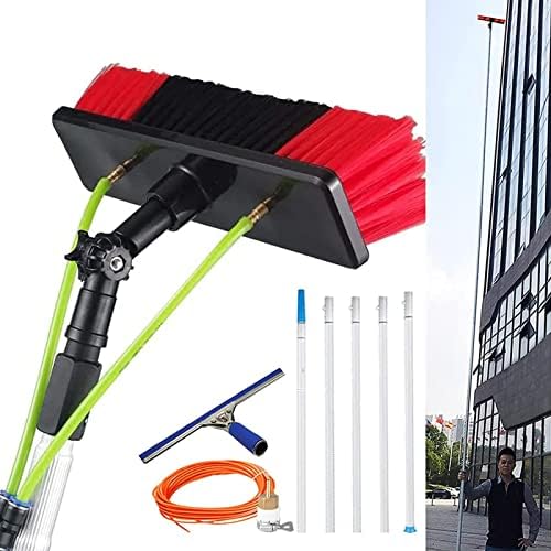 Glasreinigungsbürste Teleskopstäbe, 12 m, Transparent, Teleskopstange mit Haushaltswasseranschluss, Solarpanel-Rotationsbürste