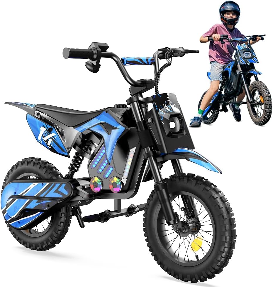 flowgoer Fahrrad, 14 Zoll, Blau, Bike, A14 Elektro Motorrad Kinder, 36 Volt 250 Watt Motor bis 22 km/h, E Bike