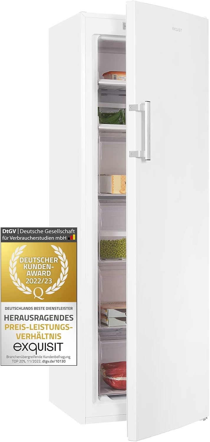 Exquisit Gefrierschrank, 155 L, Weiß, GS271-NF-H-040D - NoFrost Tiefkühlschrank