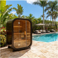 amocane Gartensaunas, 53 x 54 x 79 cm, 4,5 kW, Braun/Schwarz, Luftdampfsauna für 2-4 Personen, kanadisches Holz-Sauna